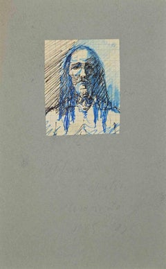 Porträt eines Mannes – Original-Zeichnung mit Stift  - Anfang des 20. Jahrhunderts