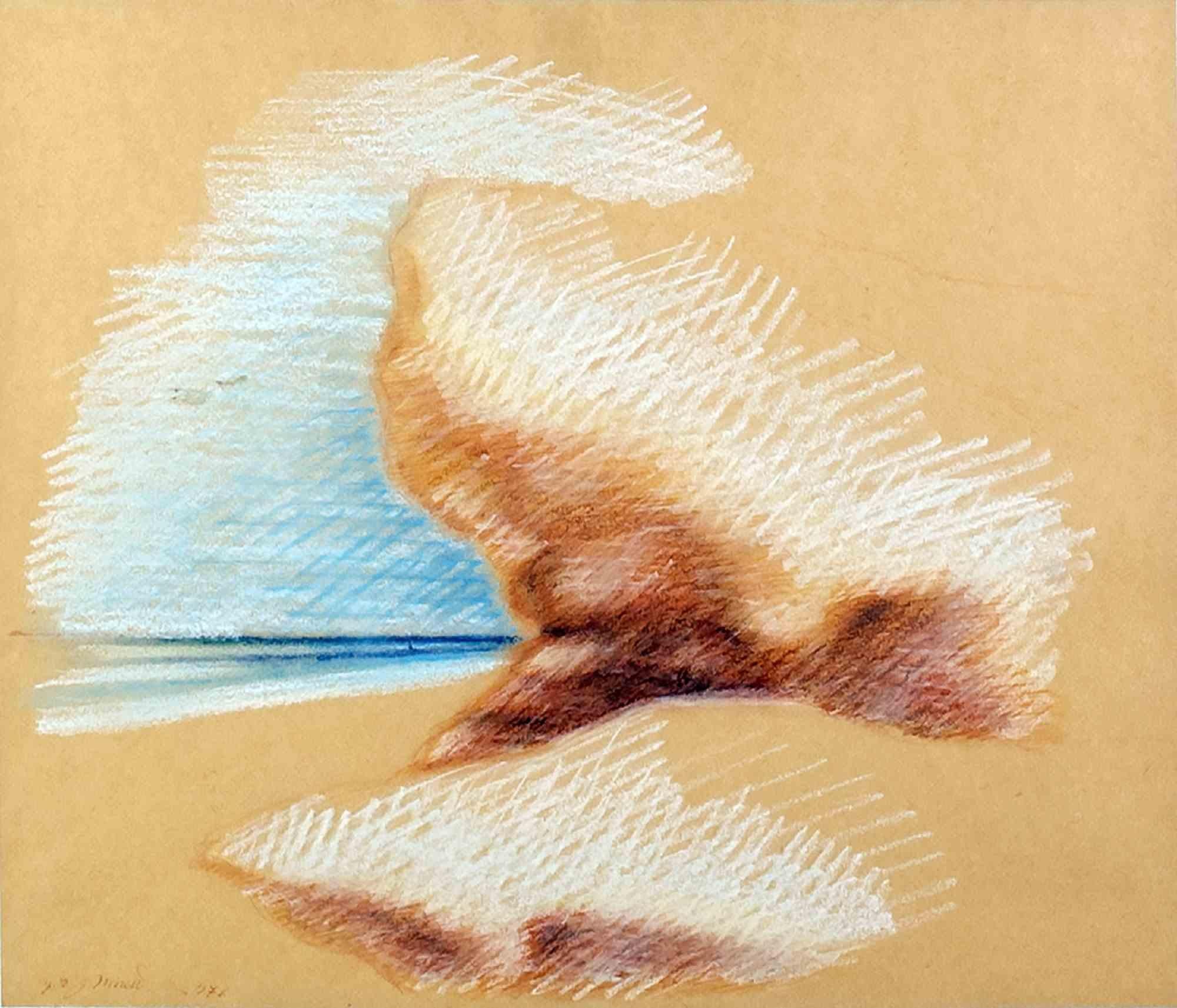 A loevely design by MARIO MORETTI entitled Dunes from 1976
Pastel on paper
Signed and dated lower left: Moretti 1976
