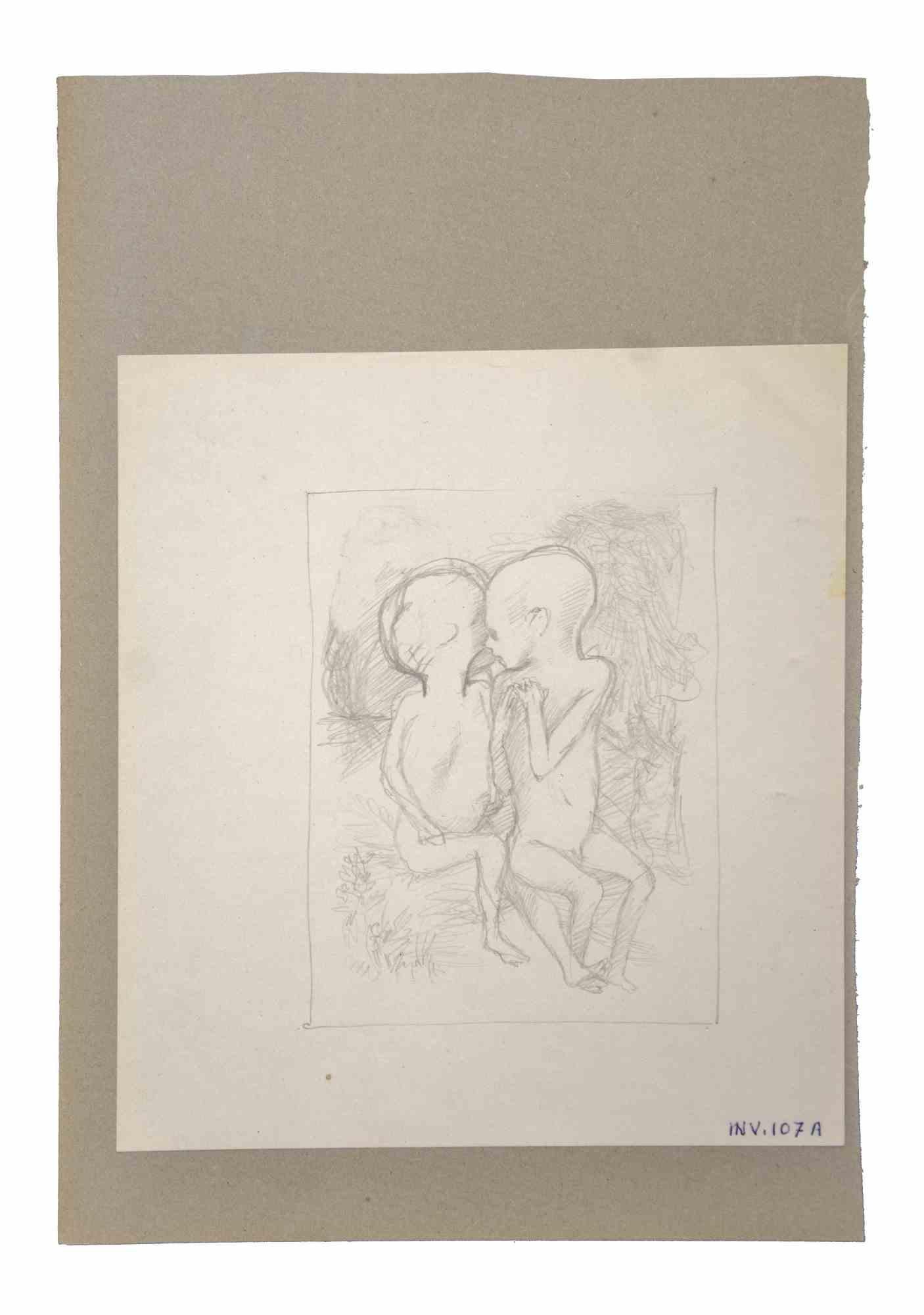 The Twins - Original Drawing by Leo Guida - 1970s