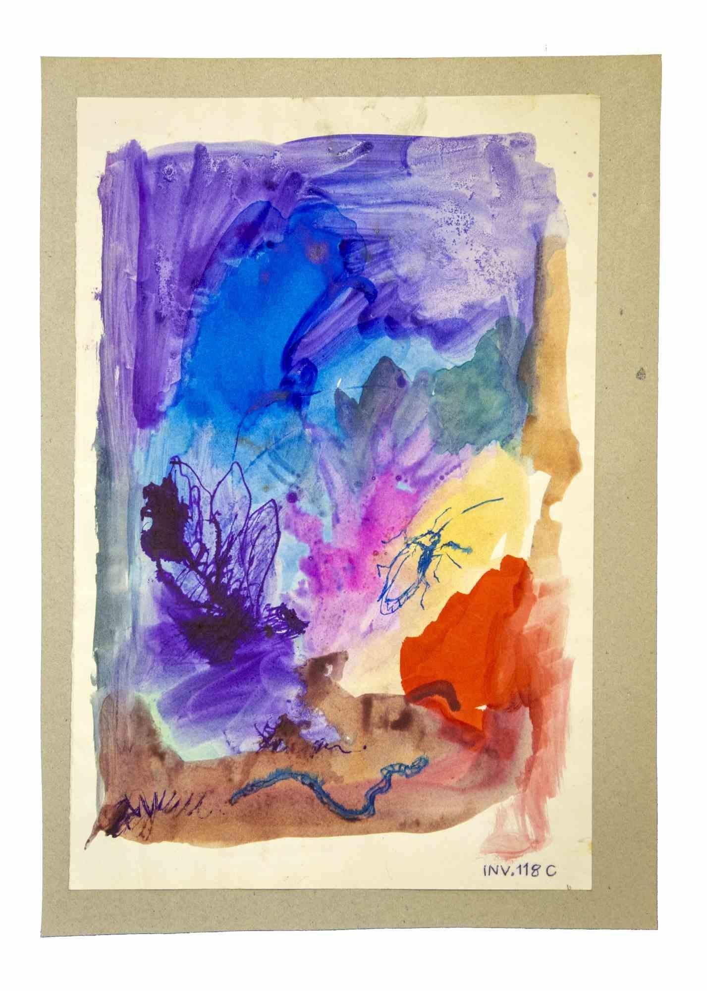Composition è un'opera d'arte contemporanea originale realizzata negli anni '80 dall'artista italiano contemporaneo  Leo Guida  (1992 - 2017).

Disegni originali a tecnica mista (acquerello, inchiostro, pennarello) su carta color avorio, incollati