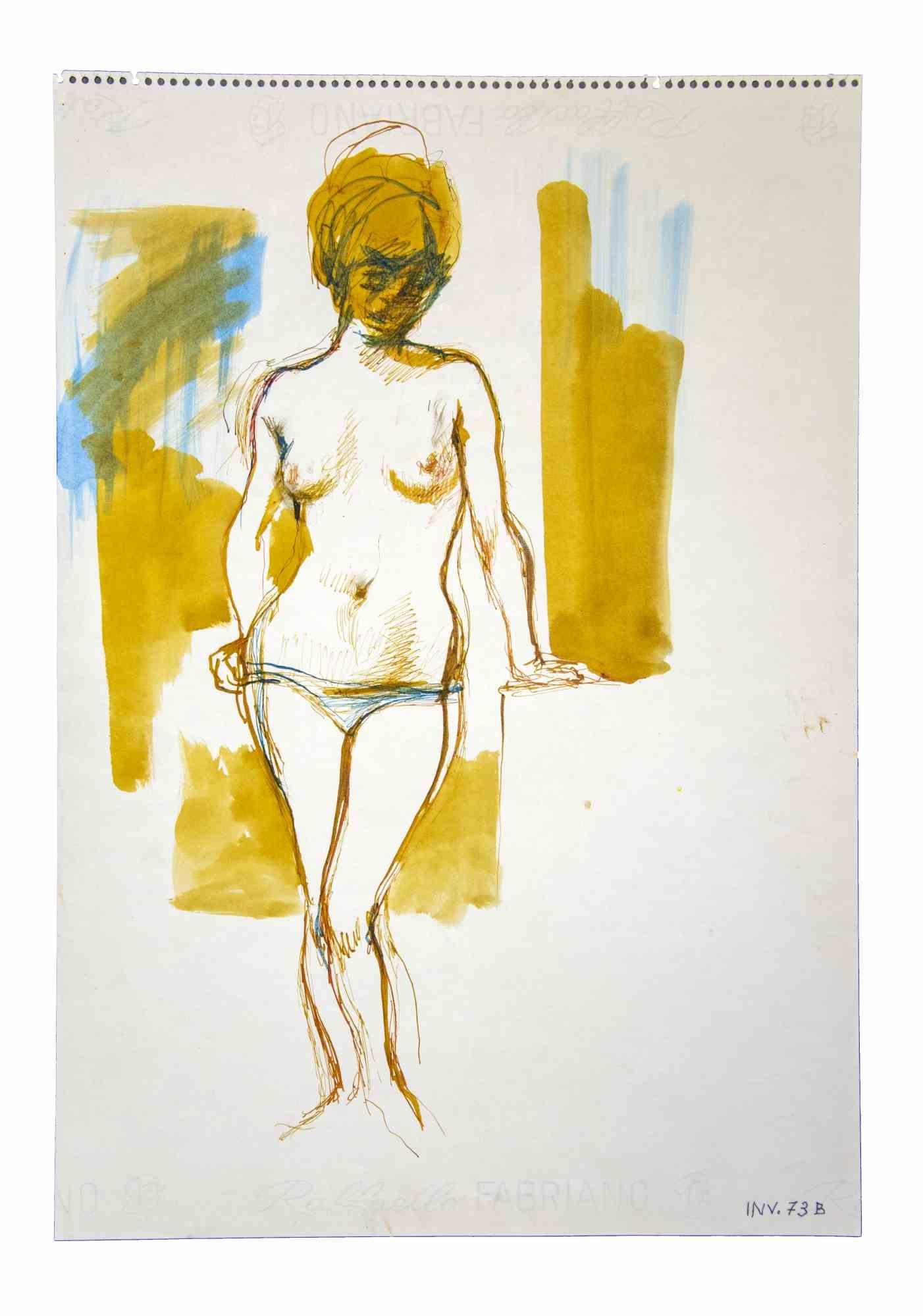 Figura femminile è un'opera d'arte contemporanea originale realizzata negli anni '70 dall'artista italiano contemporaneo  Leo Guida  (1992 - 2017).

Disegni originali in inchiostro di china e acquerello su carta.

Buone condizioni ma