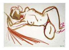 Reclined Nude - Original Mixed Media Artwork by Leo Guida - 1970 ca.