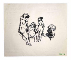 Posing-Figuren-Sketch – Zeichnungen von Leo Guida – 1970er Jahre