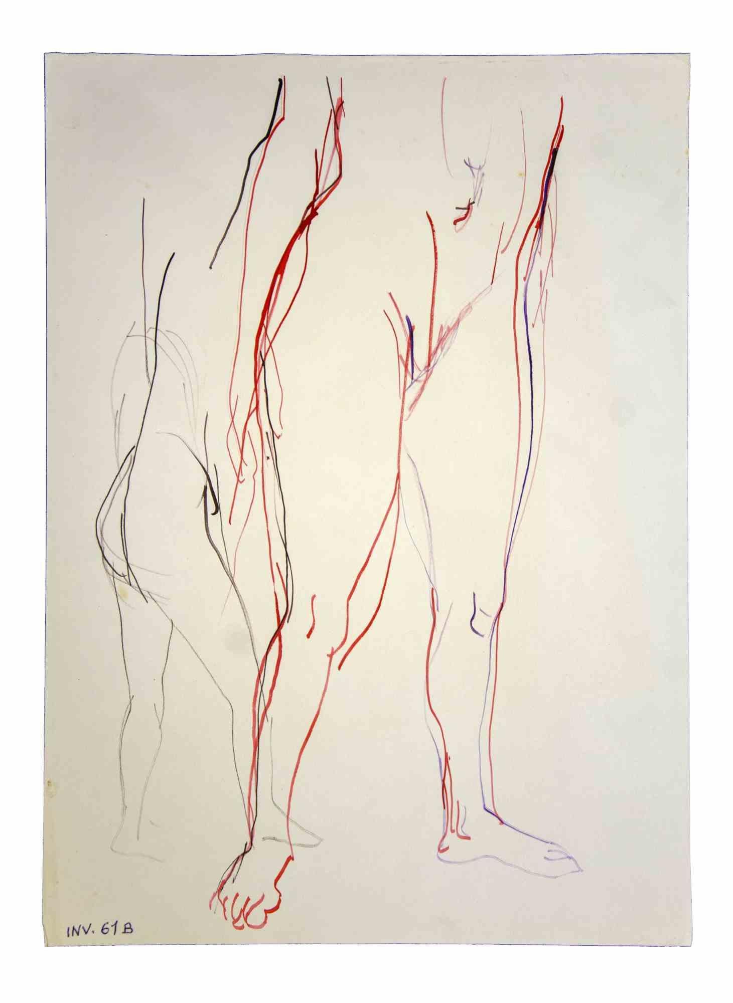 Study of Nudes ist ein Originalkunstwerk des italienischen Künstlers AM Contemporary aus den 1970er Jahren.  Leo Guida  (1992 - 2017).

Originalzeichnung in farbigen Tuschen auf elfenbeinfarbenem Papier.

Guter Zustand mit leichter Stockfleckigkeit
