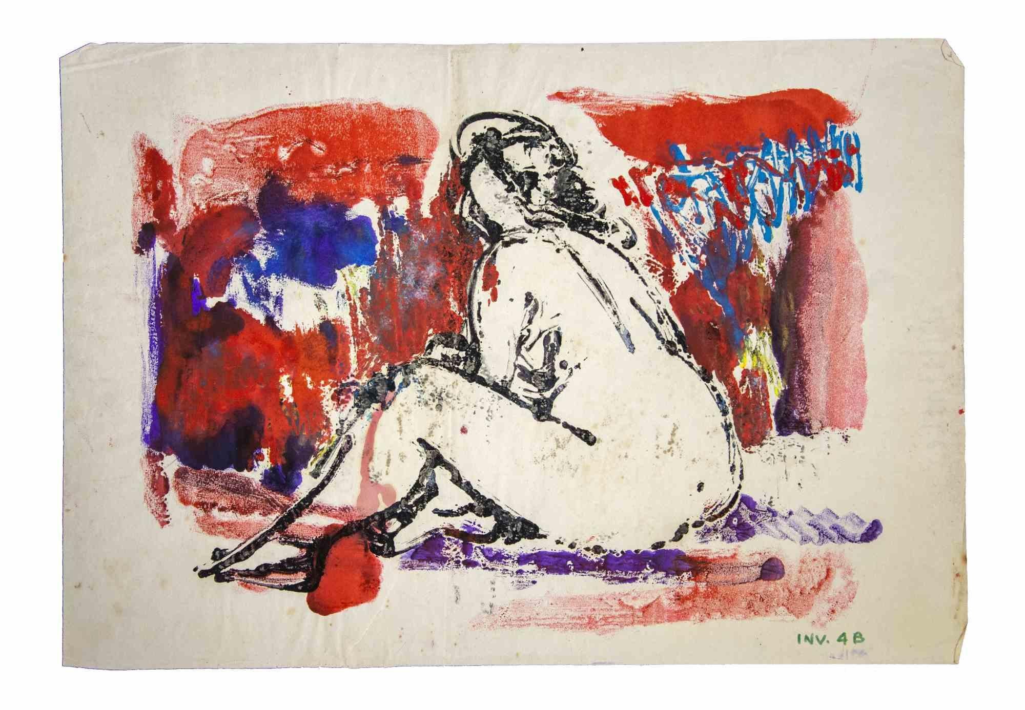 Desnudo en cuclillas - Obra de Leo Guida - Años 70