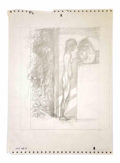 Akt mit Affen – Zeichnung von Leo Guida – 1970er Jahre