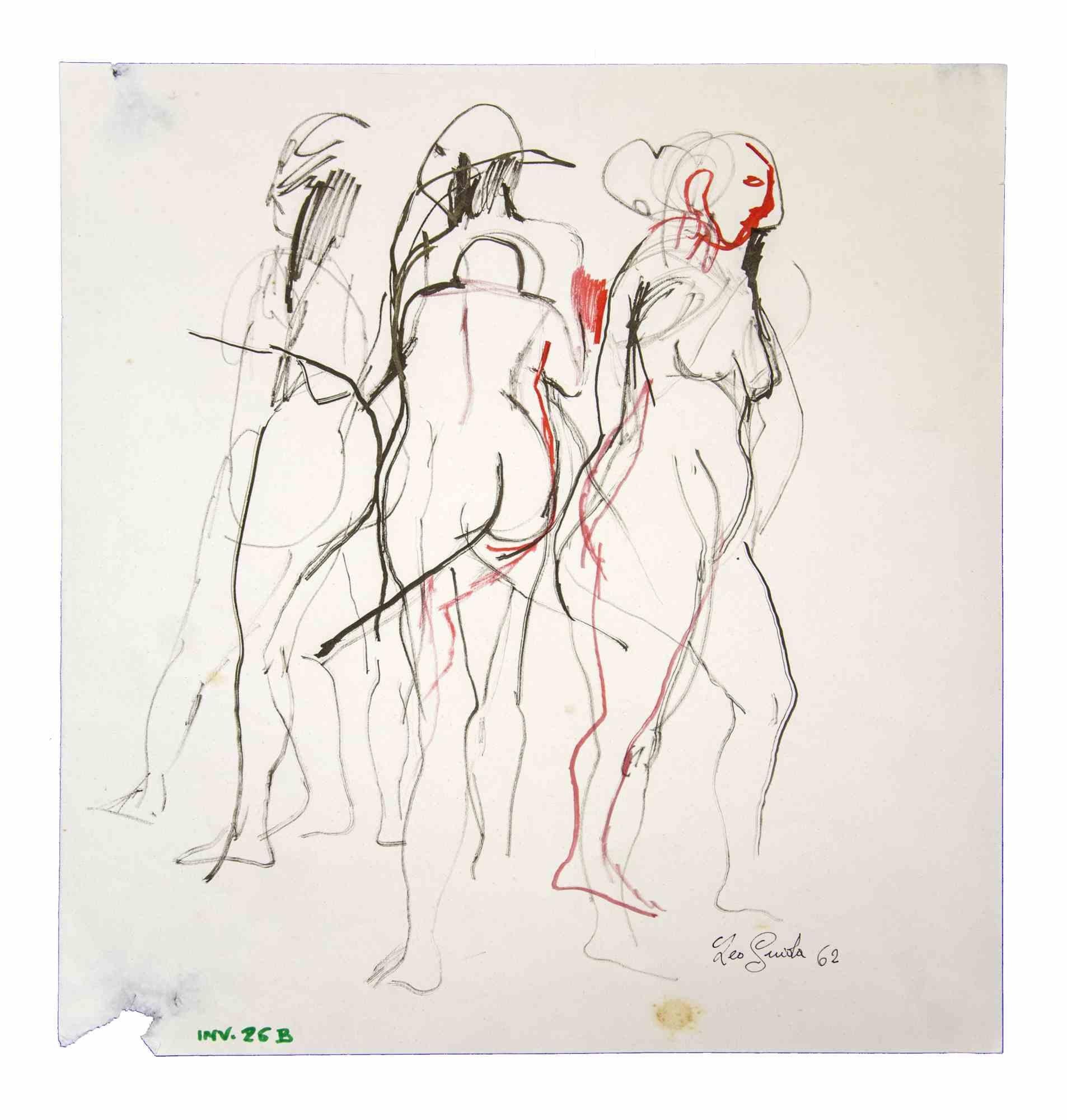 Nudes - Drawing by Leo Guida - 1962