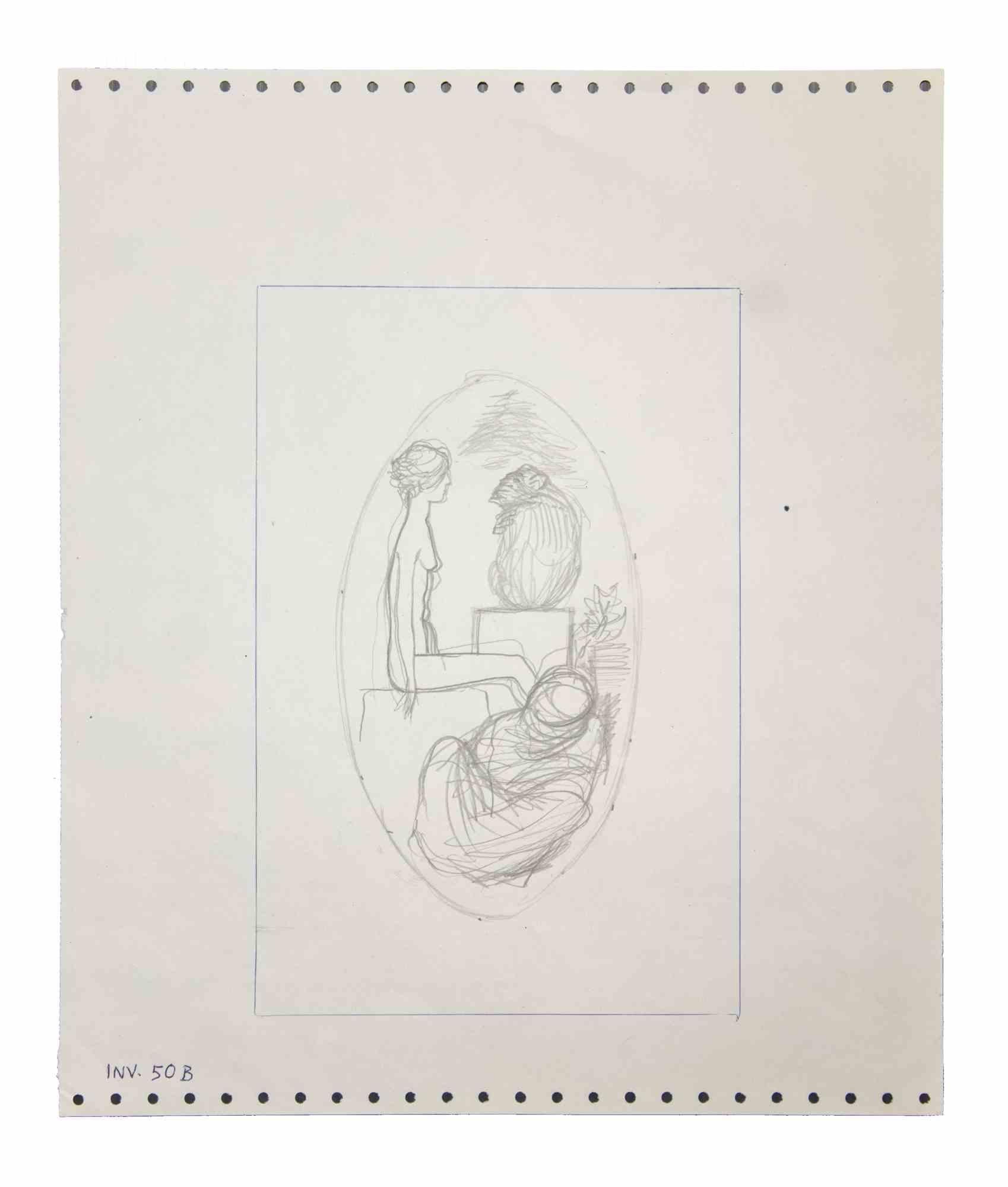 Nude Sybil ist ein Original-Kunstwerk, das in den 1970er Jahren von dem italienischen Contemporary-Künstler  Leo Guida  (1992 - 2017).

Original Bleistift auf Papier.

Gute Bedingungen.

Das Kunstwerk stellt einen schlafenden Akt durch geschickte