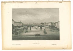 Ancient View of Paris - Original Lithograph - Mid-19th Century