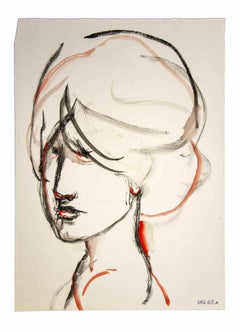 Portrait - Watercolor Drawing by Leo Guida - 1970s 