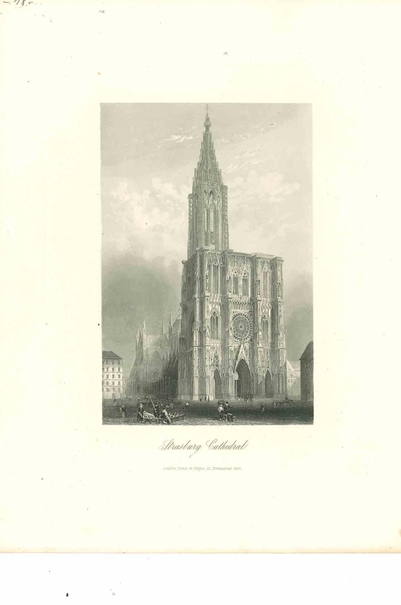 Strasburger Kathedrale - Originallithographie - Mitte des 19. Jahrhunderts