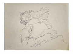 Reclined Figure - Pencil Drawing by Leo Guida - 1970s 