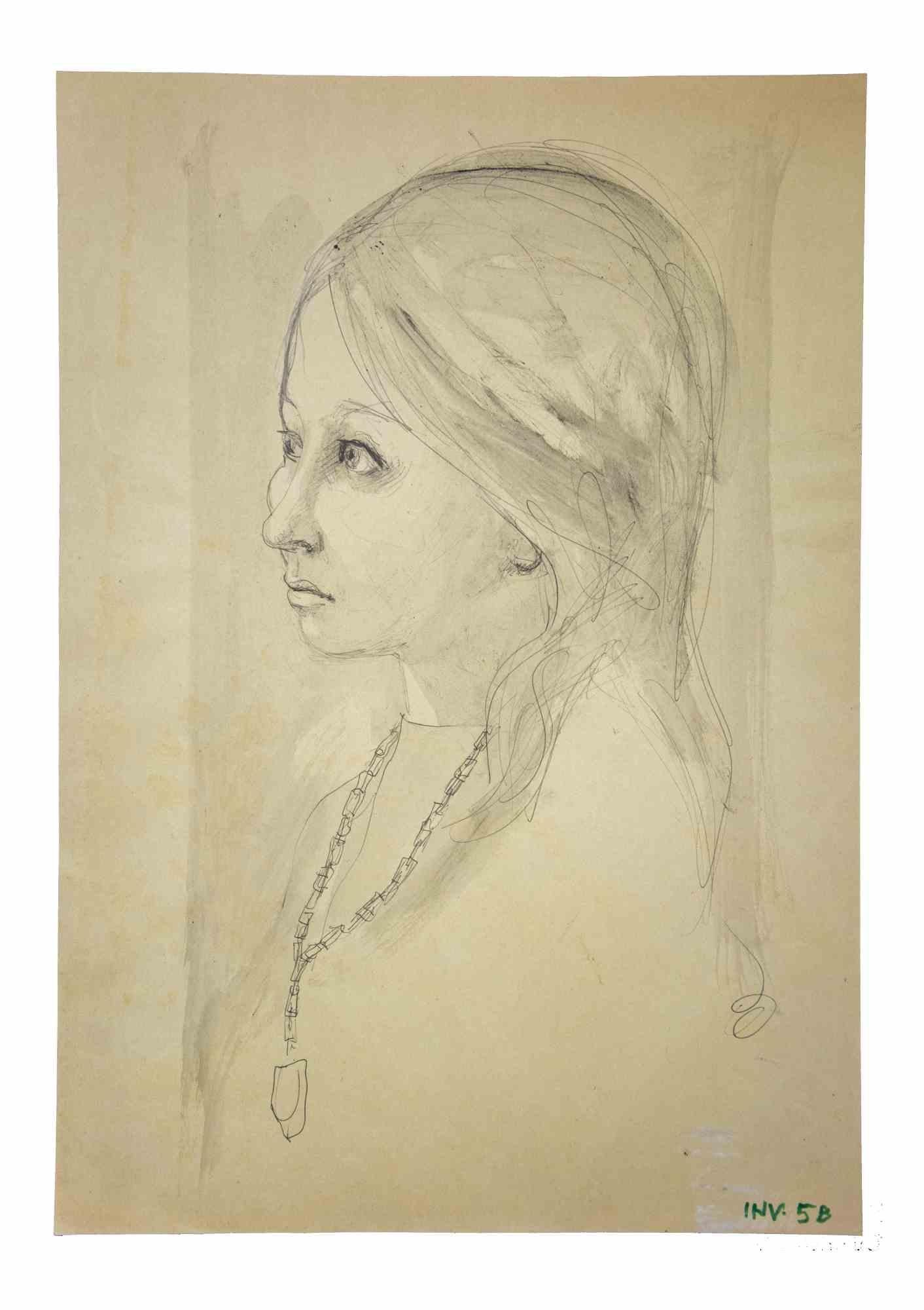 Portrait - dessin original de Leo Guida - années 1970 