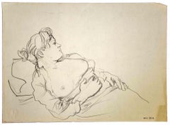 Reclined Figure - Drawing by Leo Guida - 1970s 