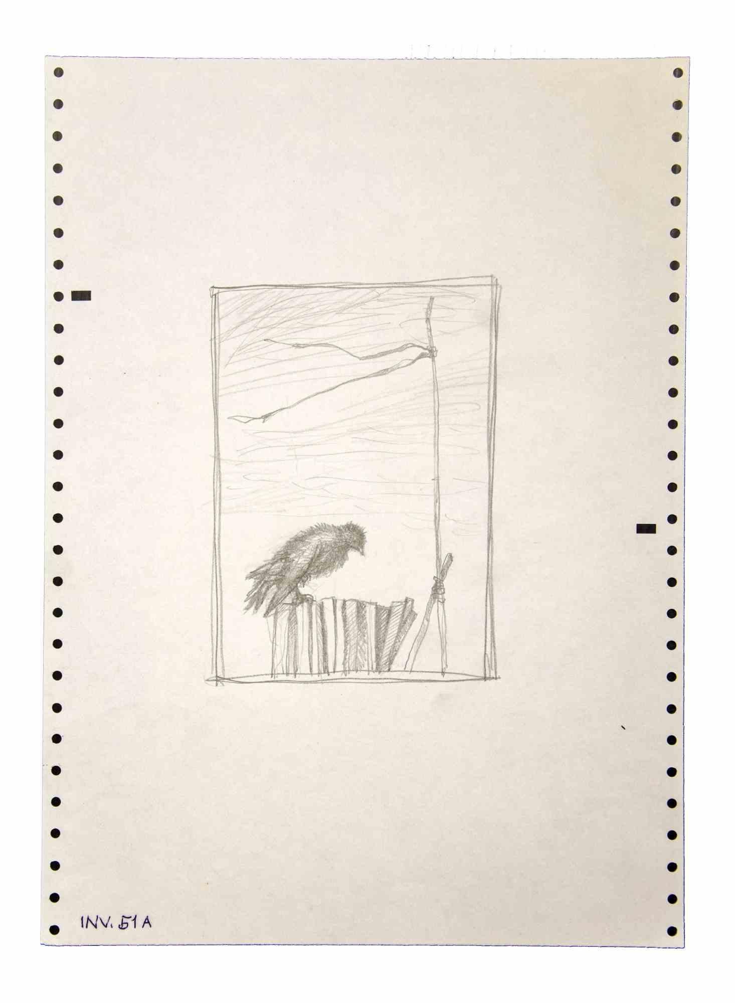 The Bird is an original  artwork realized in the 1970s by the Italian Contemporary artist  Leo Guida  (1992 - 2017).

Original drawings in pencil on paper.

Good conditions but aged.

The artwork is depicted through strong strokes in well-balanced