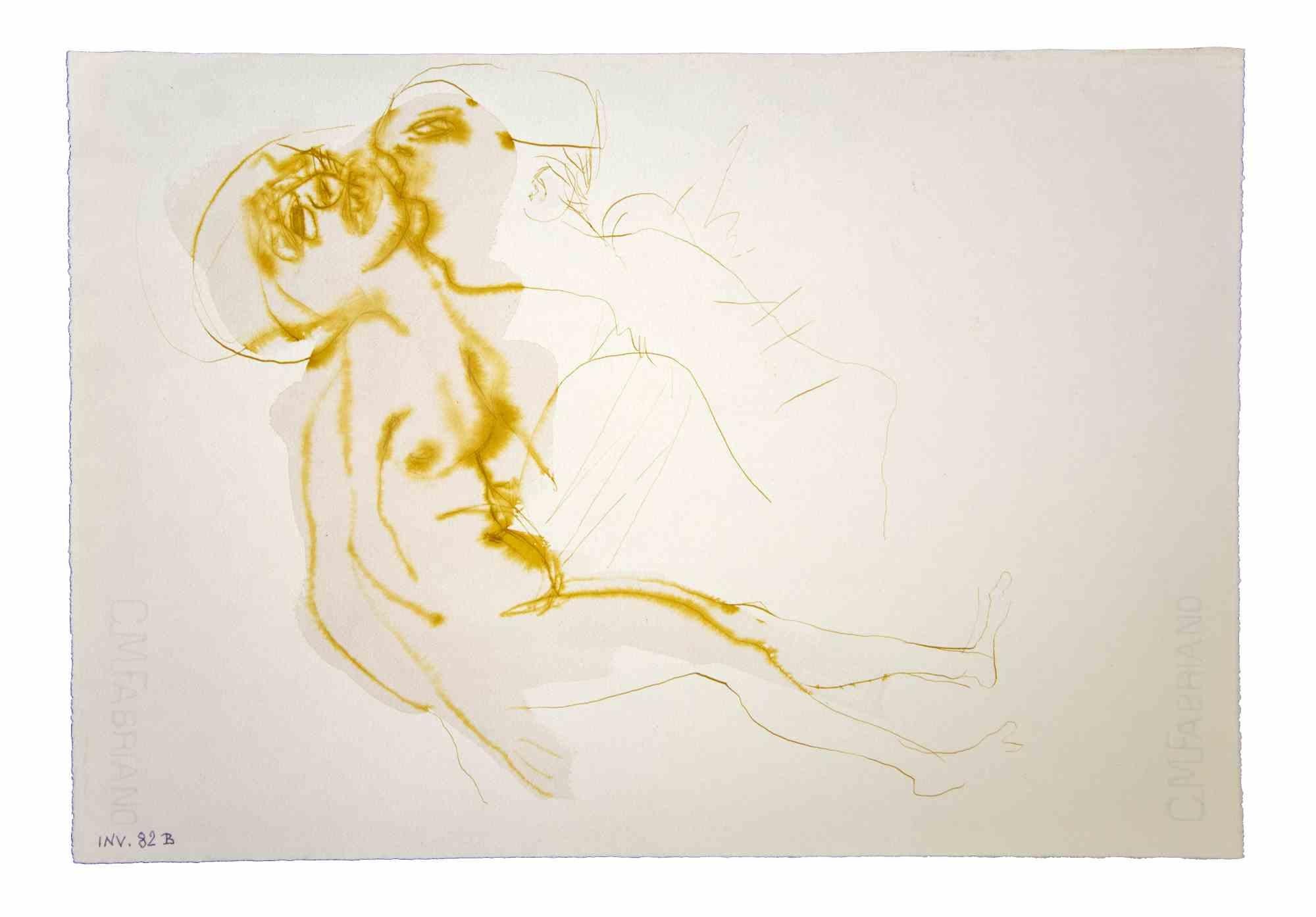 Female Figure ist ein Original-Kunstwerk, das in den 1970er Jahren von dem italienischen zeitgenössischen Künstler  Leo Guida  (1992 - 2017).

Originalzeichnungen in China Ink und Aquarell auf Papier.

Guter Zustand, aber gealtert.

Das Kunstwerk