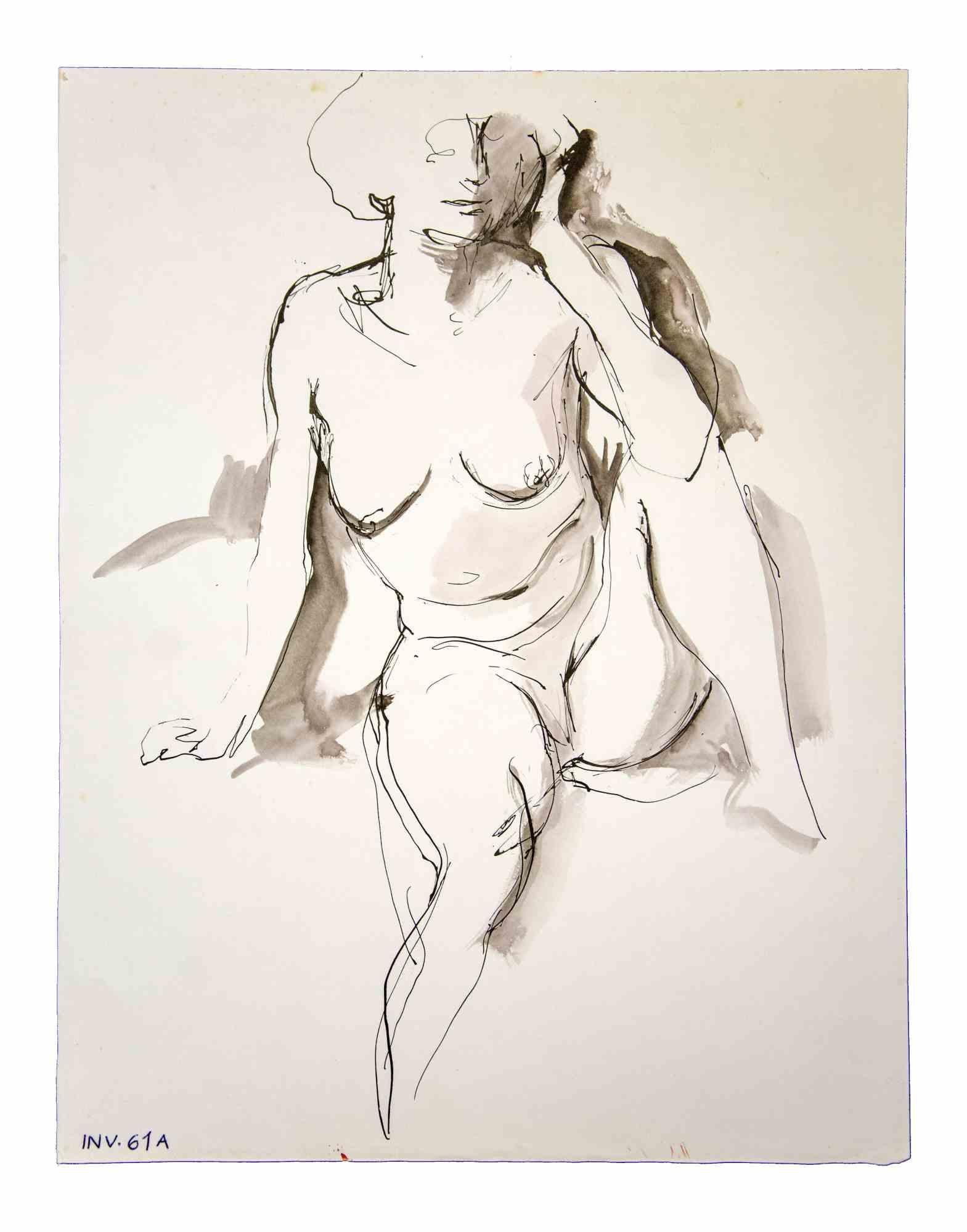 Nude ist ein Originalkunstwerk, das in den 1970er Jahren von dem italienischen zeitgenössischen Künstler  Leo Guida  (1992 - 2017).

Originalzeichnungen in Porzellantinte und Aquarell auf Papier.

Guter Zustand, aber gealtert.

Das Kunstwerk wird