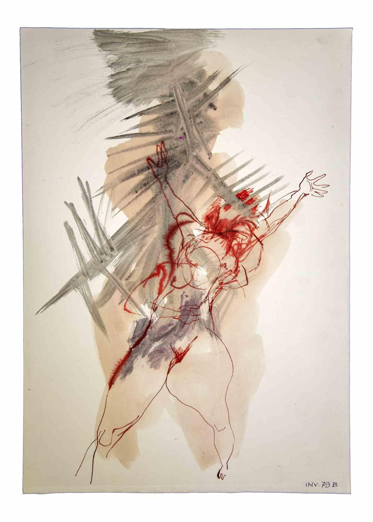 La figura è un'opera d'arte originale realizzata negli anni '70 dall'artista italiano contemporaneo  Leo Guida  (1992 - 2017).

Disegni originali in inchiostro di China e acquerello su carta.

Buone condizioni ma invecchiato.

L'opera d'arte è