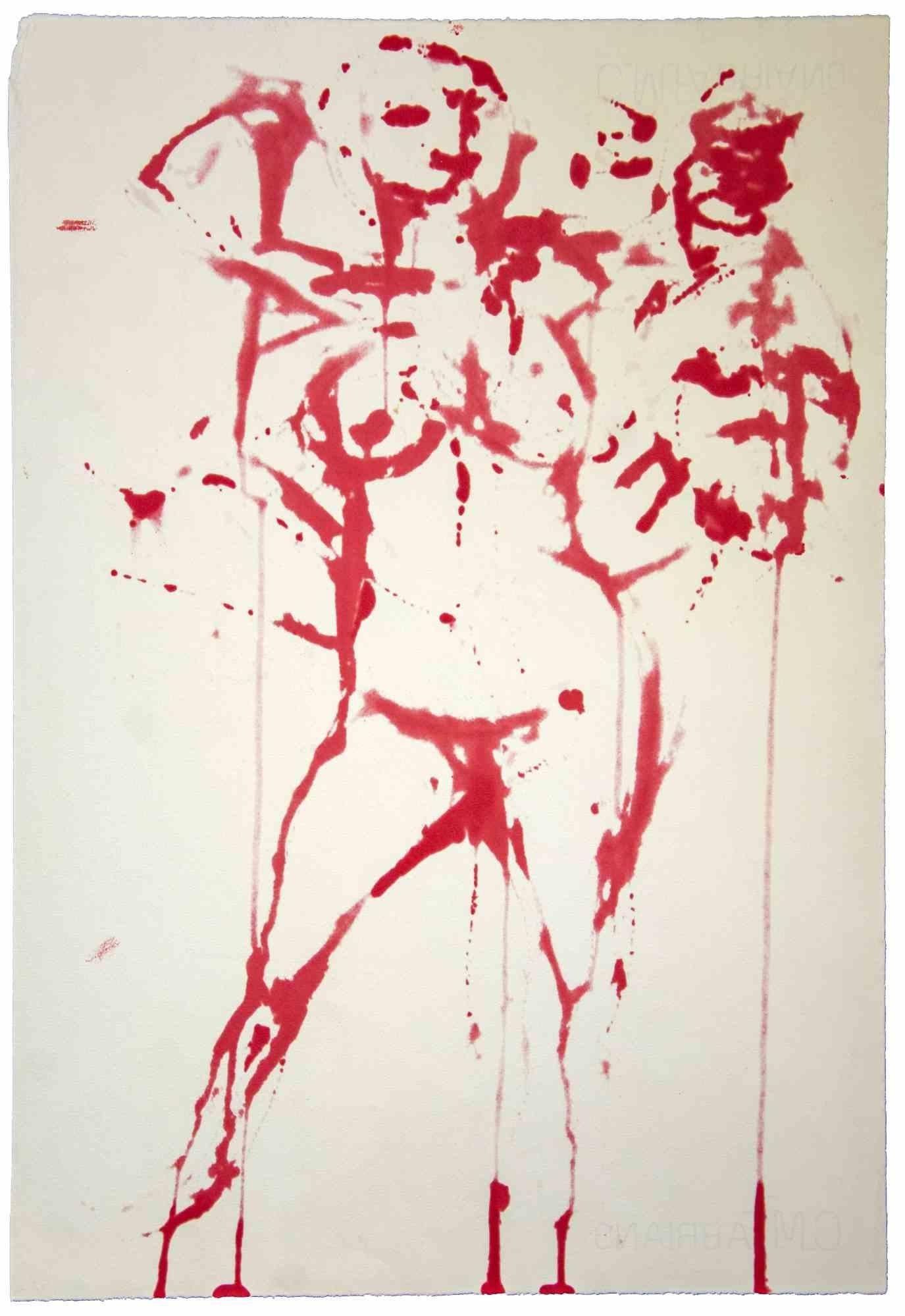 Figure ist ein Original-Kunstwerk, das in den 1970er Jahren von dem italienischen zeitgenössischen Künstler  Leo Guida  (1992 - 2017).

Originalzeichnungen in Aquarell auf Papier.

Guter Zustand, aber gealtert.

Das Kunstwerk wird durch kräftige