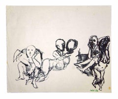 Posando  Boceto de figura - Dibujo de Leo Guida - Años 70