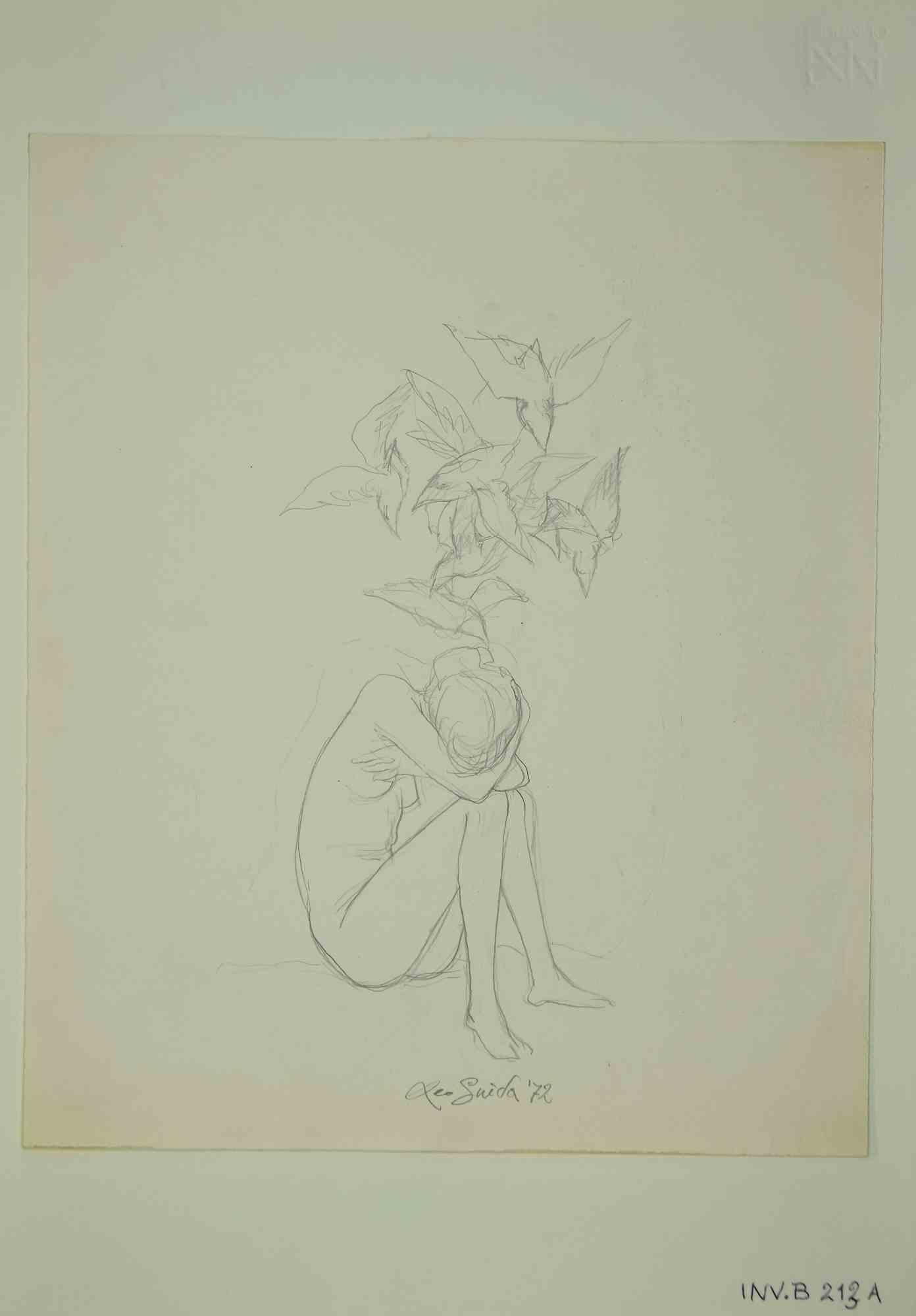 Desnudo - Dibujo de Leo Guida - 1972