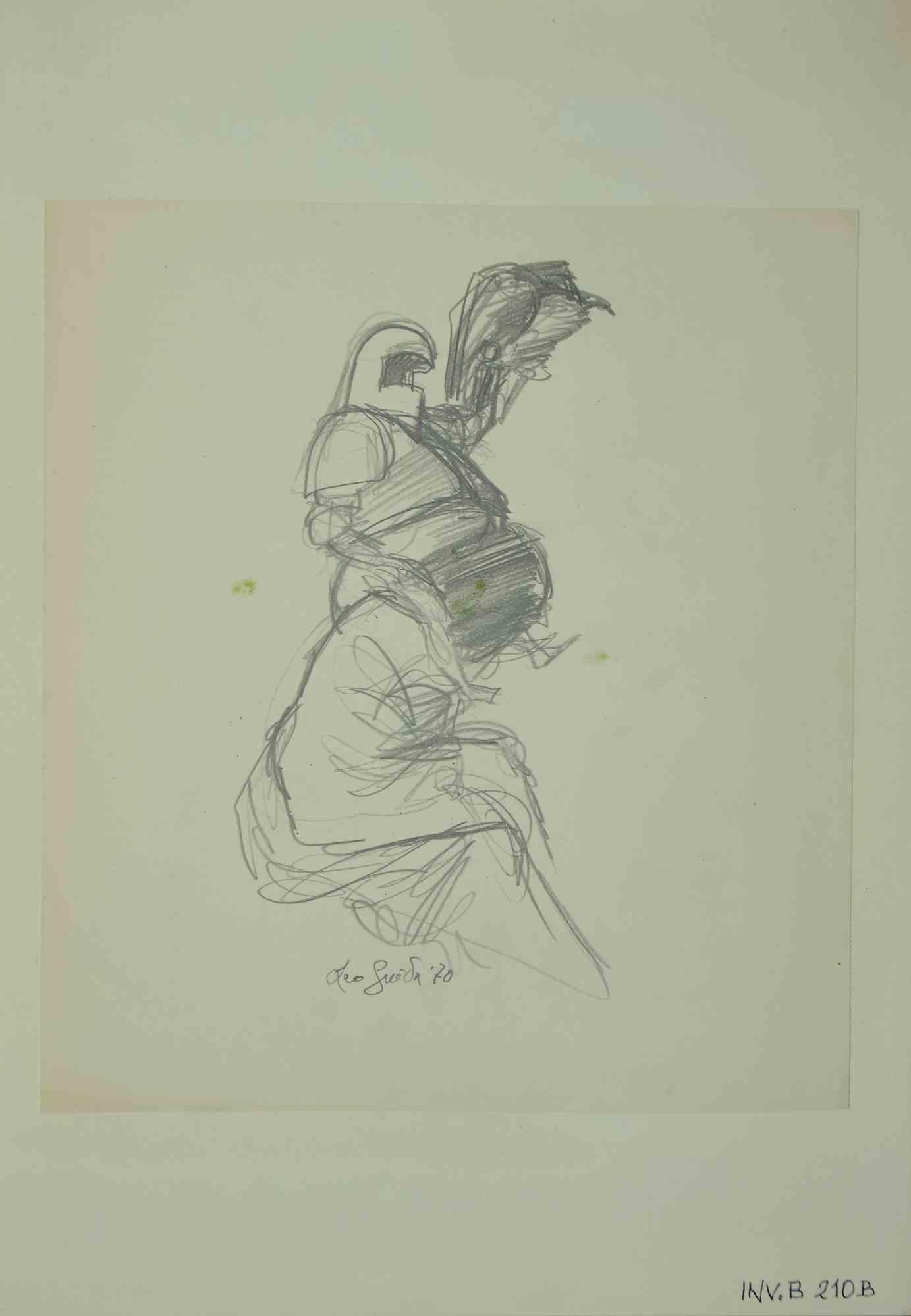 Lo schizzo è un'opera d'arte originale realizzata  nel 1970 dall'artista contemporaneo italiano  Leo Guida  (1992 - 2017).

Disegno originale a matita su carta color avorio incollata su cartone (50 x 35 cm).

Firmato a mano e datato sui margini