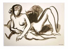 Reclined Nude - Drawing by Leo Guida - 1970s