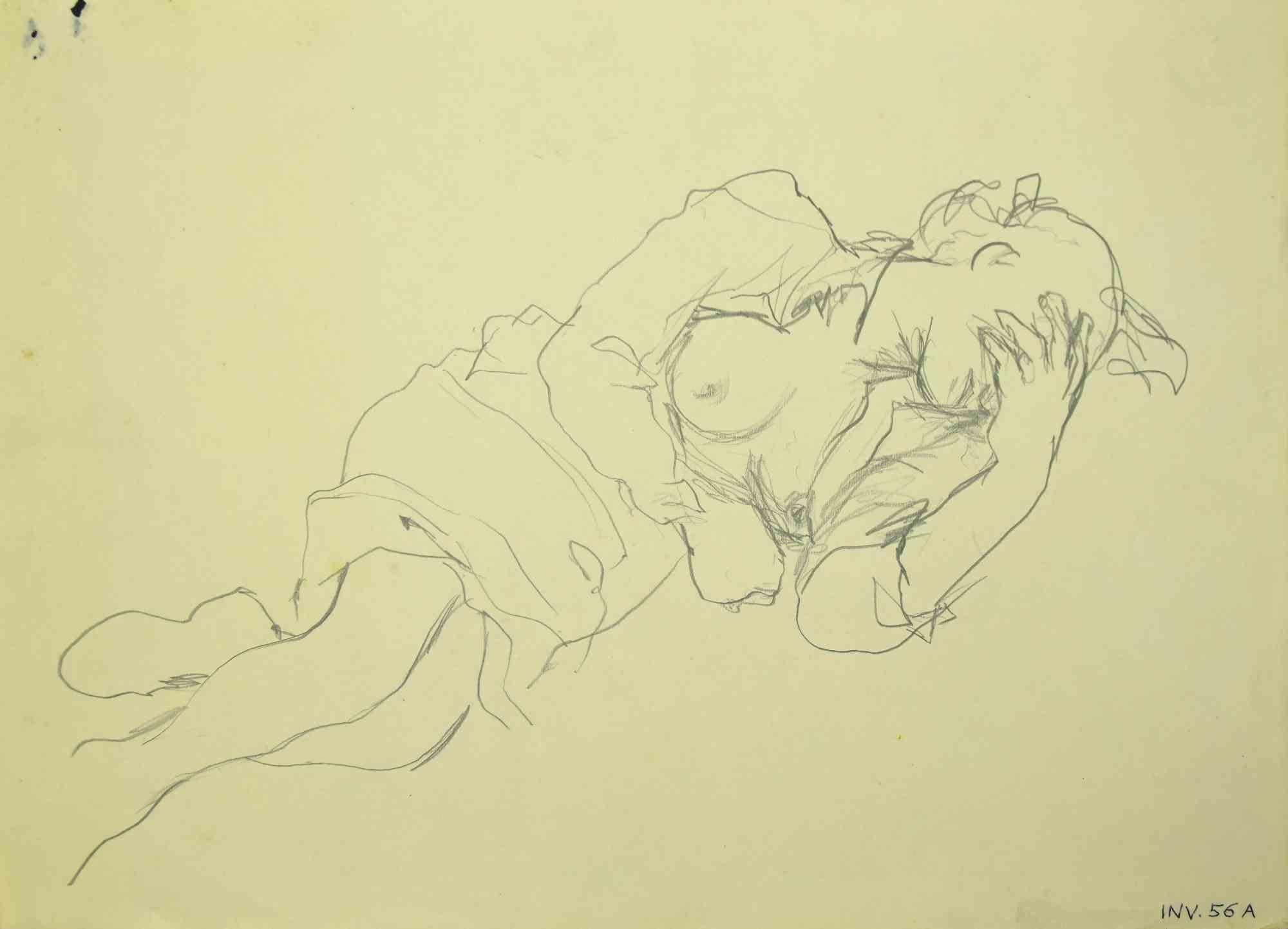 Reclined Woman is an original drawing in pencil on paper realized by Leo Guida in the 1970s.

Good condition.

Leo Guida  (1992 - 2017). Sensitive to current issues, artistic movements and historical techniques, Leo Guida has been able to weave with