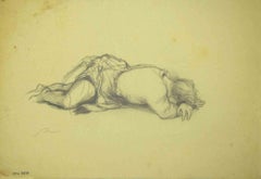 Reclined Woman - Drawing by Leo Guida - 1970s