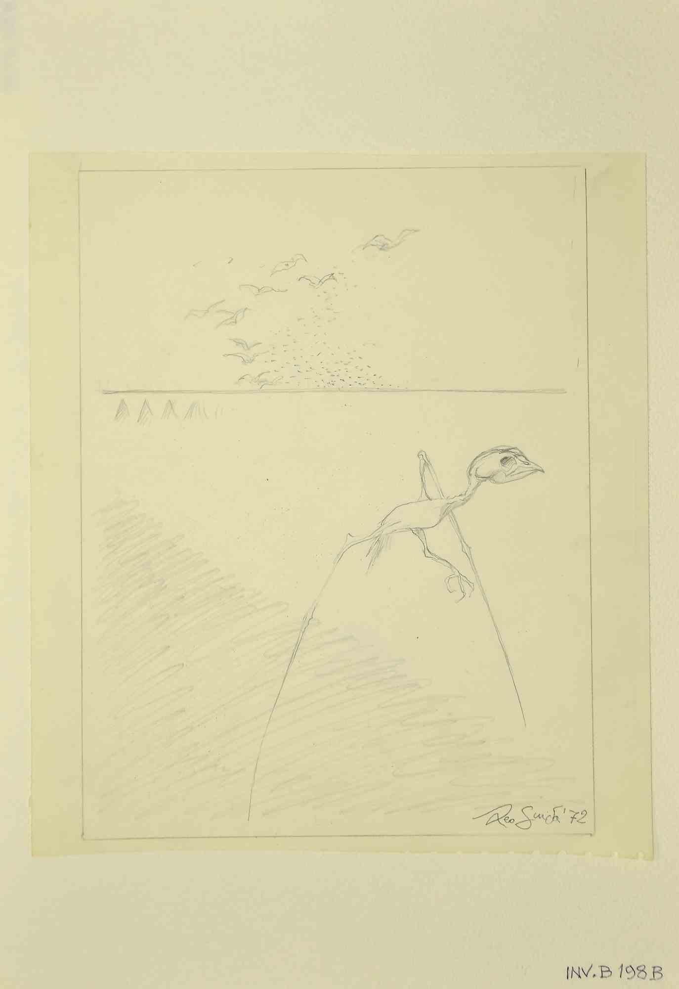 Spider Bird is an original drawing in pencil on paper realized by Leo Guida in 1972.

Good condition.

Leo Guida  (1992 - 2017). Sensitive to current issues, artistic movements and historical techniques, Leo Guida has been able to weave with many