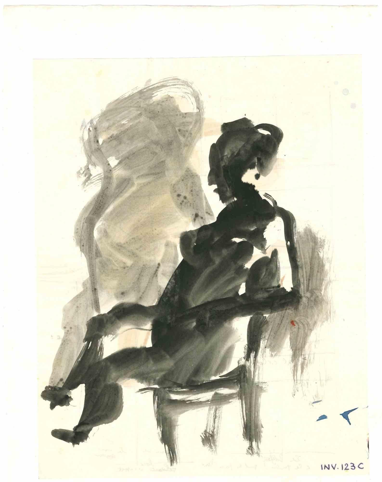 Seated woman and Surreal Scene are two original drawings in ink and watercolor on the front and the rear realized by Leo Guida in the 1970s.

Good condition.

Leo Guida  (1992 - 2017). Sensitive to current issues, artistic movements and historical