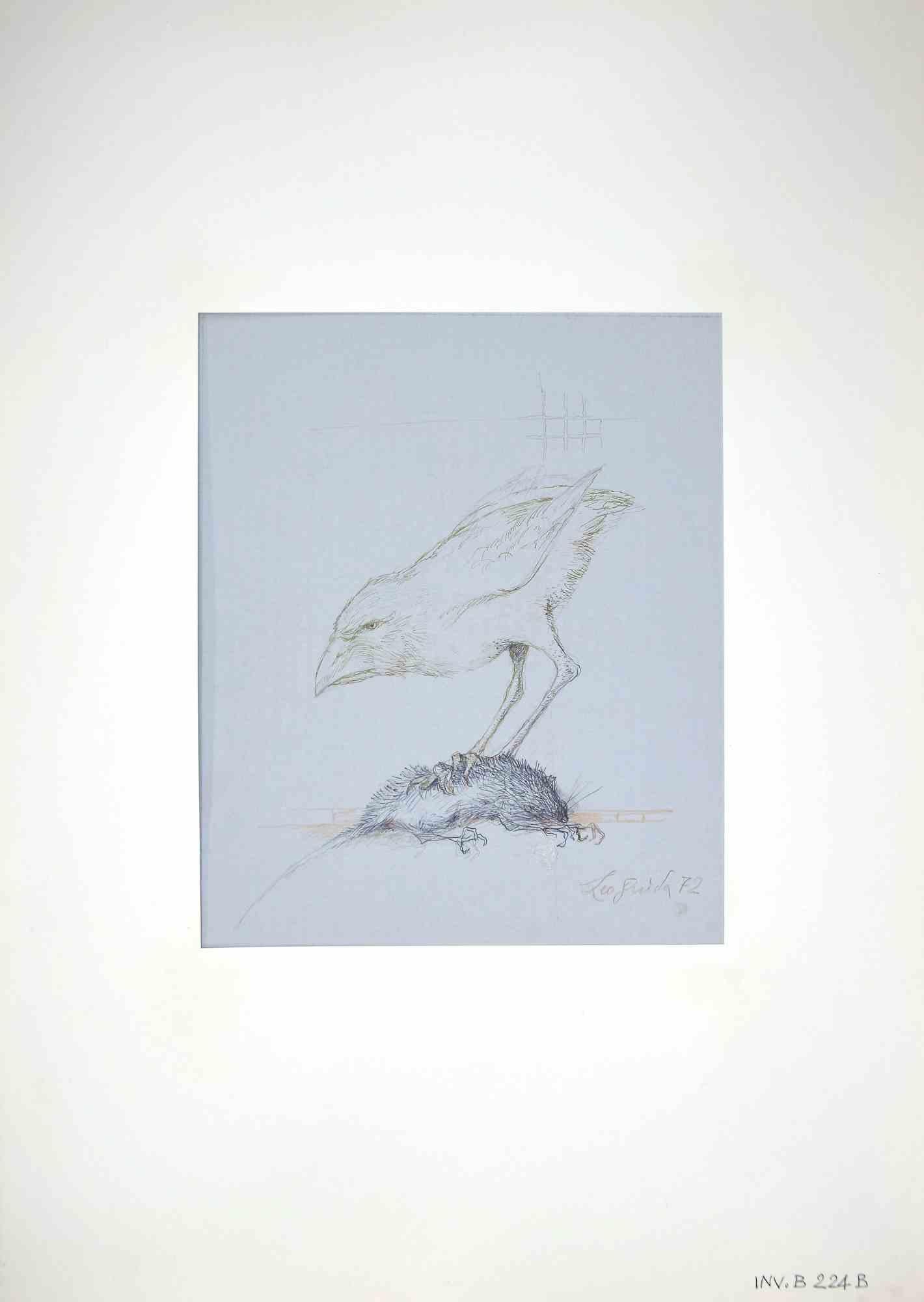 Bird est un dessin original à l'encre réalisé par Leo Guida en 1972.

Bon état.

Signé à la main.

Leo Guida  (1992 - 2017). Sensible aux questions d'actualité, aux mouvements artistiques et aux techniques historiques, Leo Guida a su tisser avec de