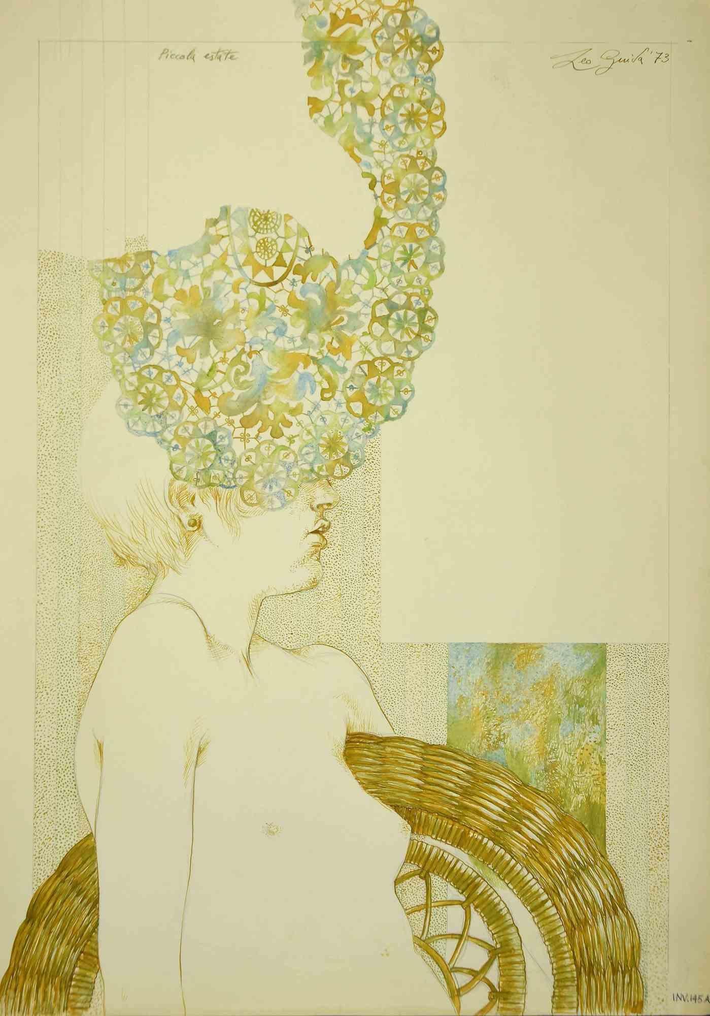 Little Summer ist eine Zeichnung in Aquarell und Tusche von Leo Guida aus dem Jahr 1973.

Guter Zustand.

Handsigniert.

Das Kunstwerk wird durch kräftige Striche in harmonischen Farben dargestellt.