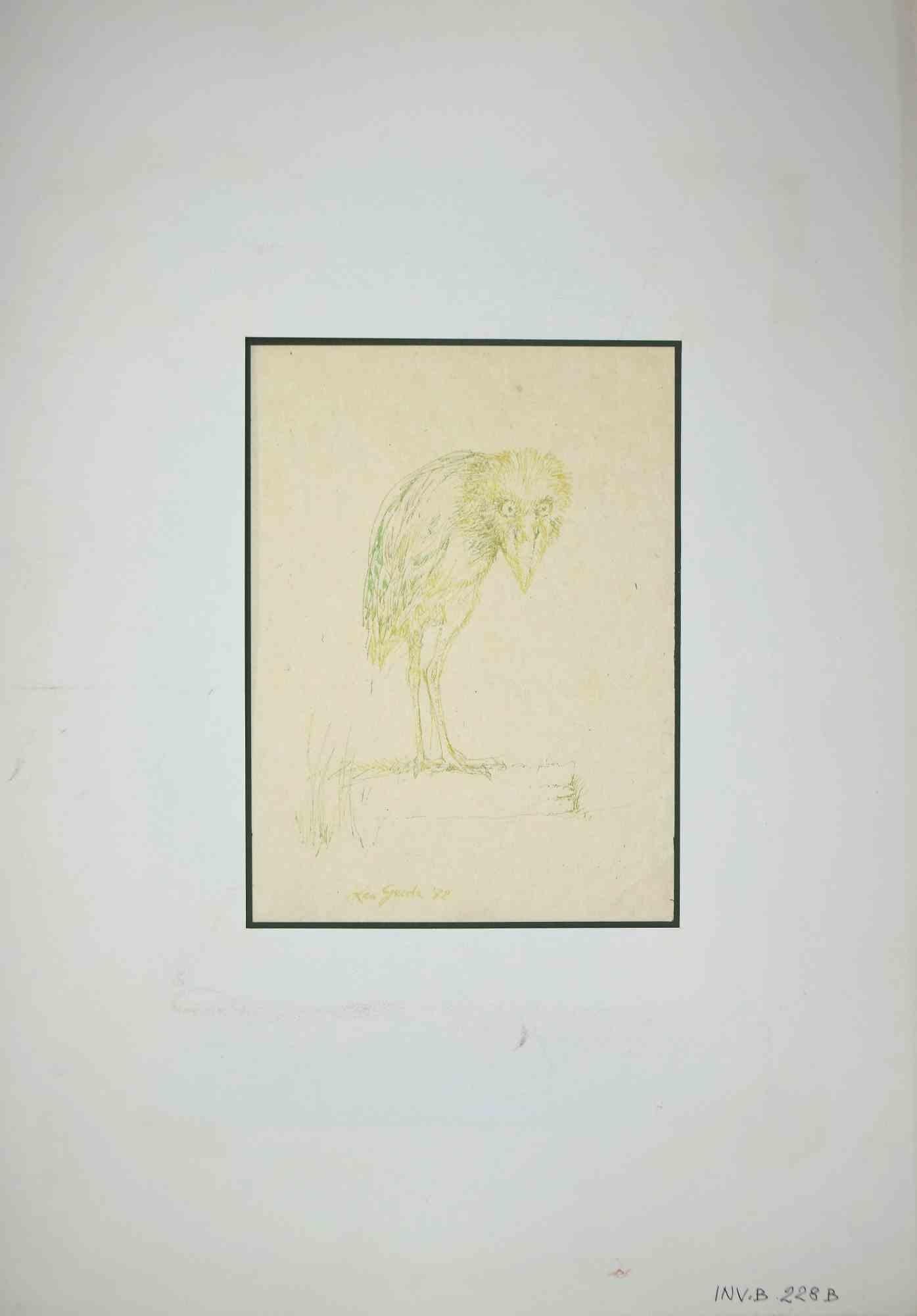 Bird - Original Drawing by Leo Guida - 1970