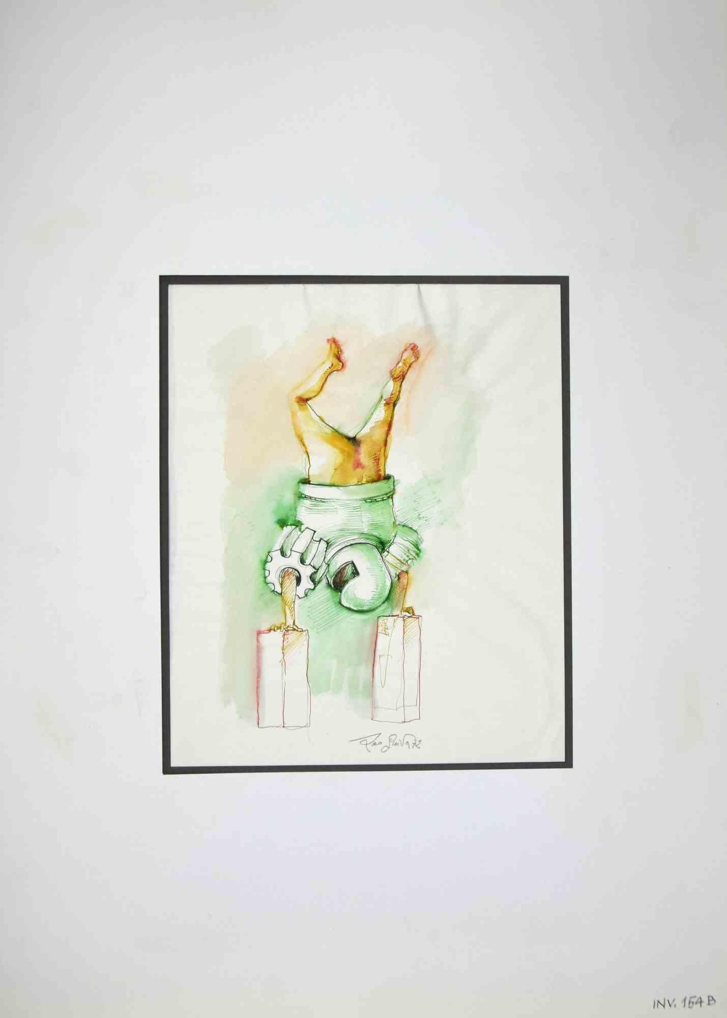 Juggler is an original drawing in watercolor and ink realized by Leo Guida in 1972.

Good condition.

Hand-signed.

The artwork is depicted through strong strokes in harmonious colors.