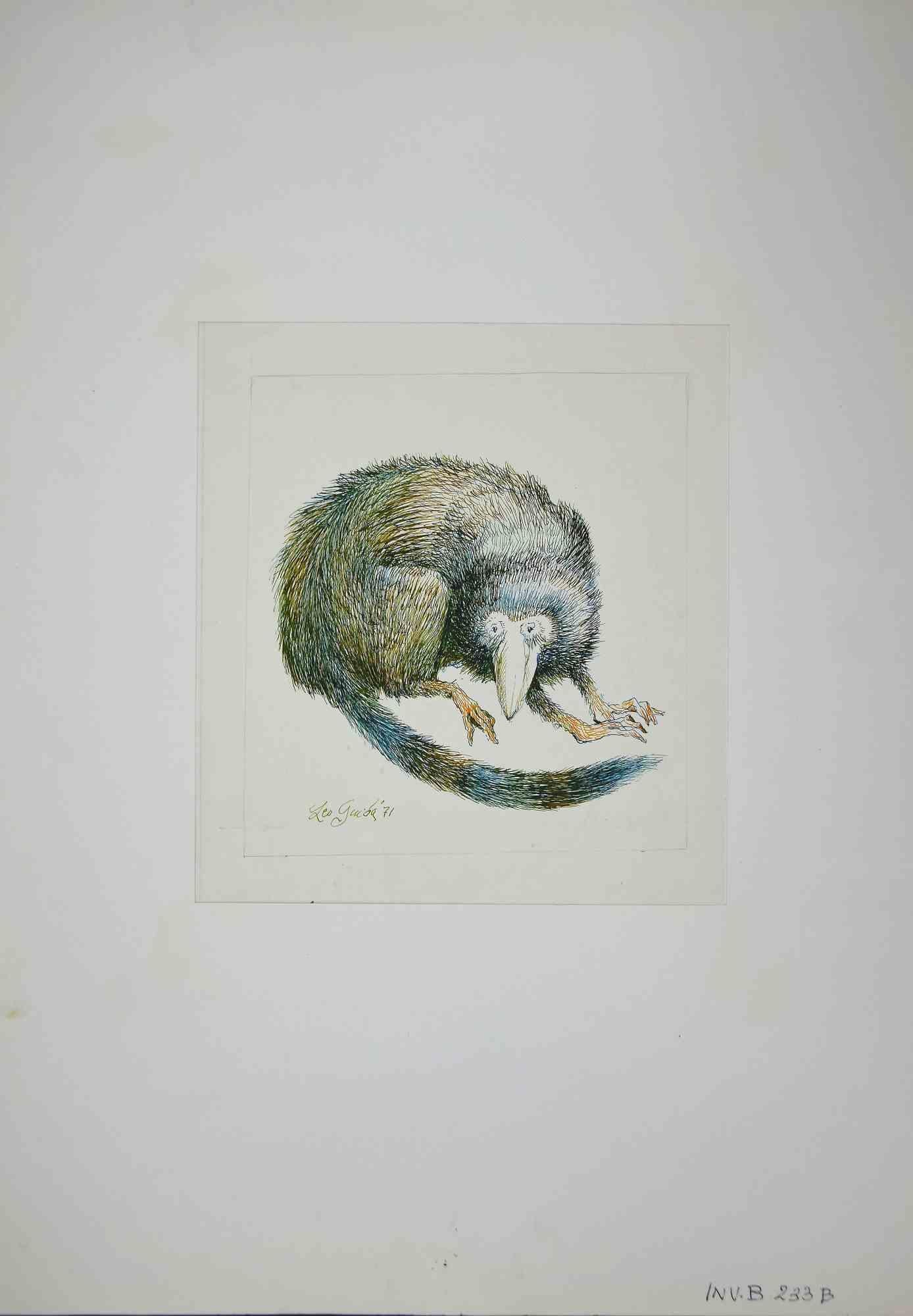 Lemur -  Drawing by Leo Guida - 1971