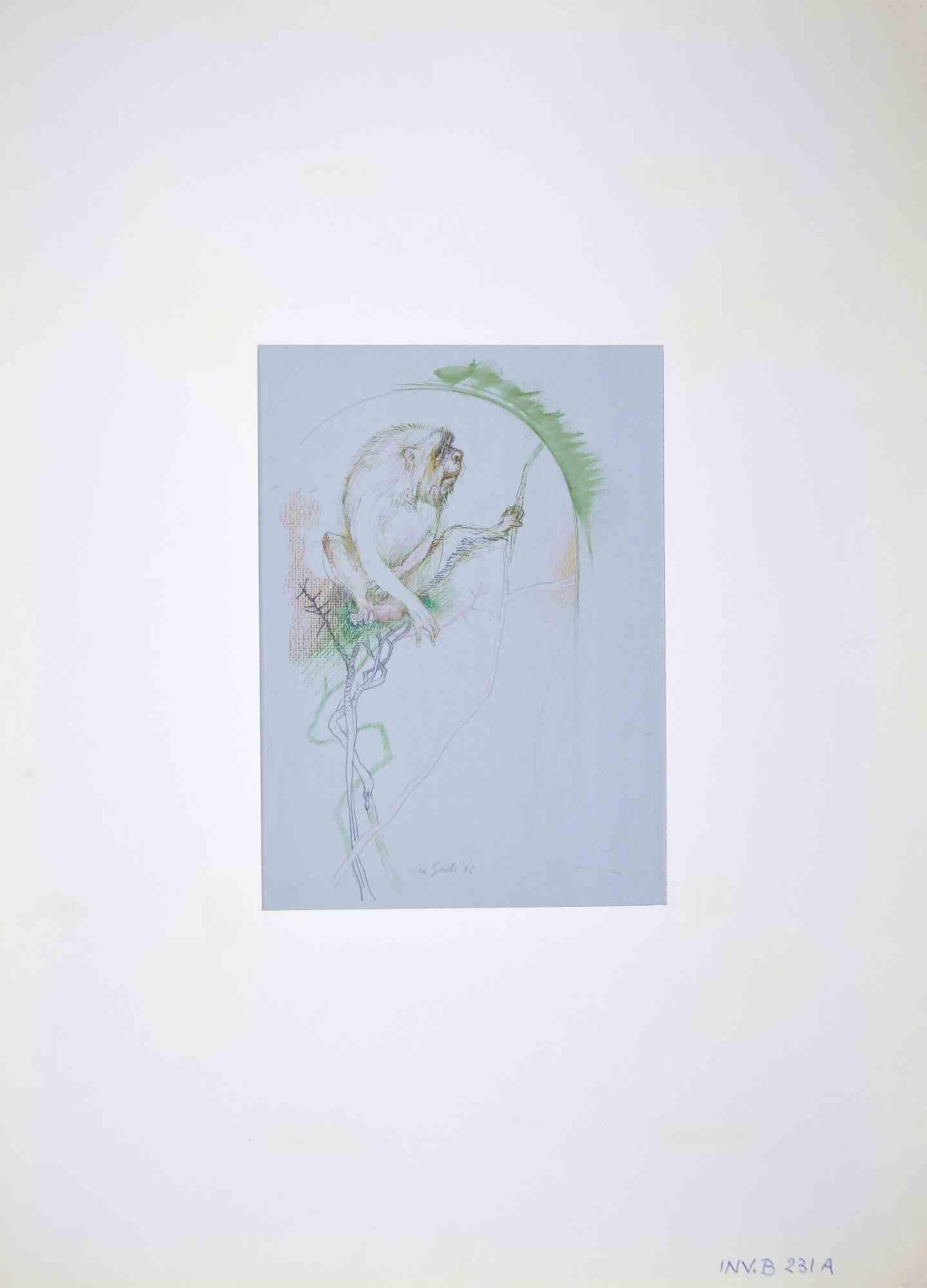 Monkey is an original drawing in pastels and ink realized by Leo Guida in 1970.

Good condition.

Leo Guida  (1992 - 2017). Sensitive to current issues, artistic movements and historical techniques, Leo Guida has been able to weave with many