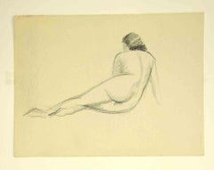 Nude from the back - Original Drawing - 1950s