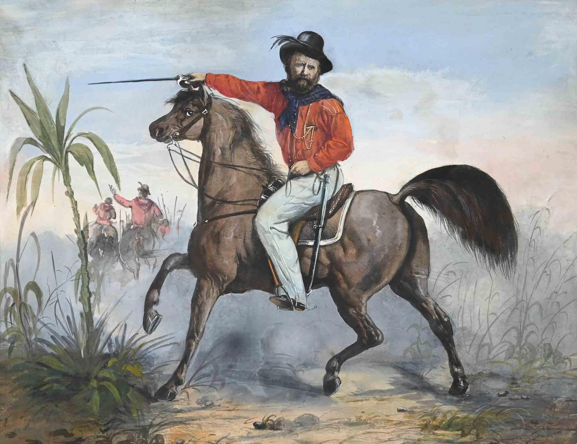 Unknown Figurative Art - Garibaldi - Original Mixed Media - 1850s