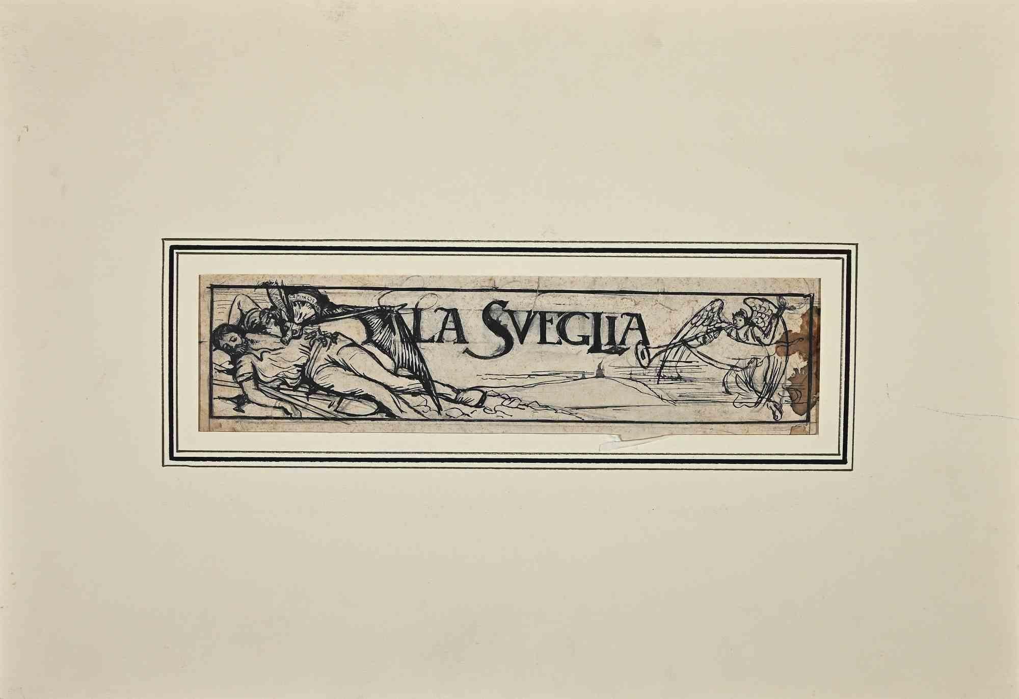 The wake up ist eine Originalzeichnung in Bleistift und Tusche von Gabriele Galantara aus dem Jahr 1910 für die Titelseite einer neuen Zeitung.

Der Titel lautet auf Italienisch "La Sveglia".

Der Erhaltungszustand des Kunstwerks ist gut und