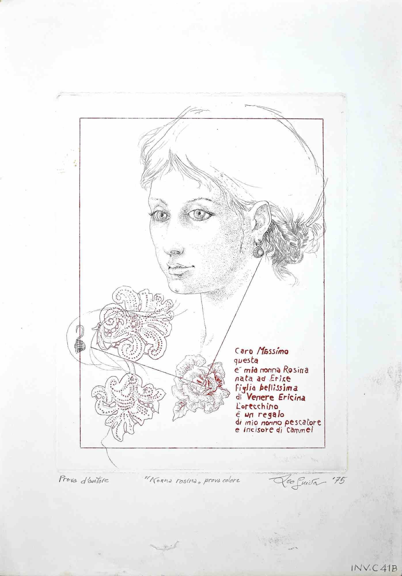 Nonna Rosina - Original Etching by Leo Guida - 1975