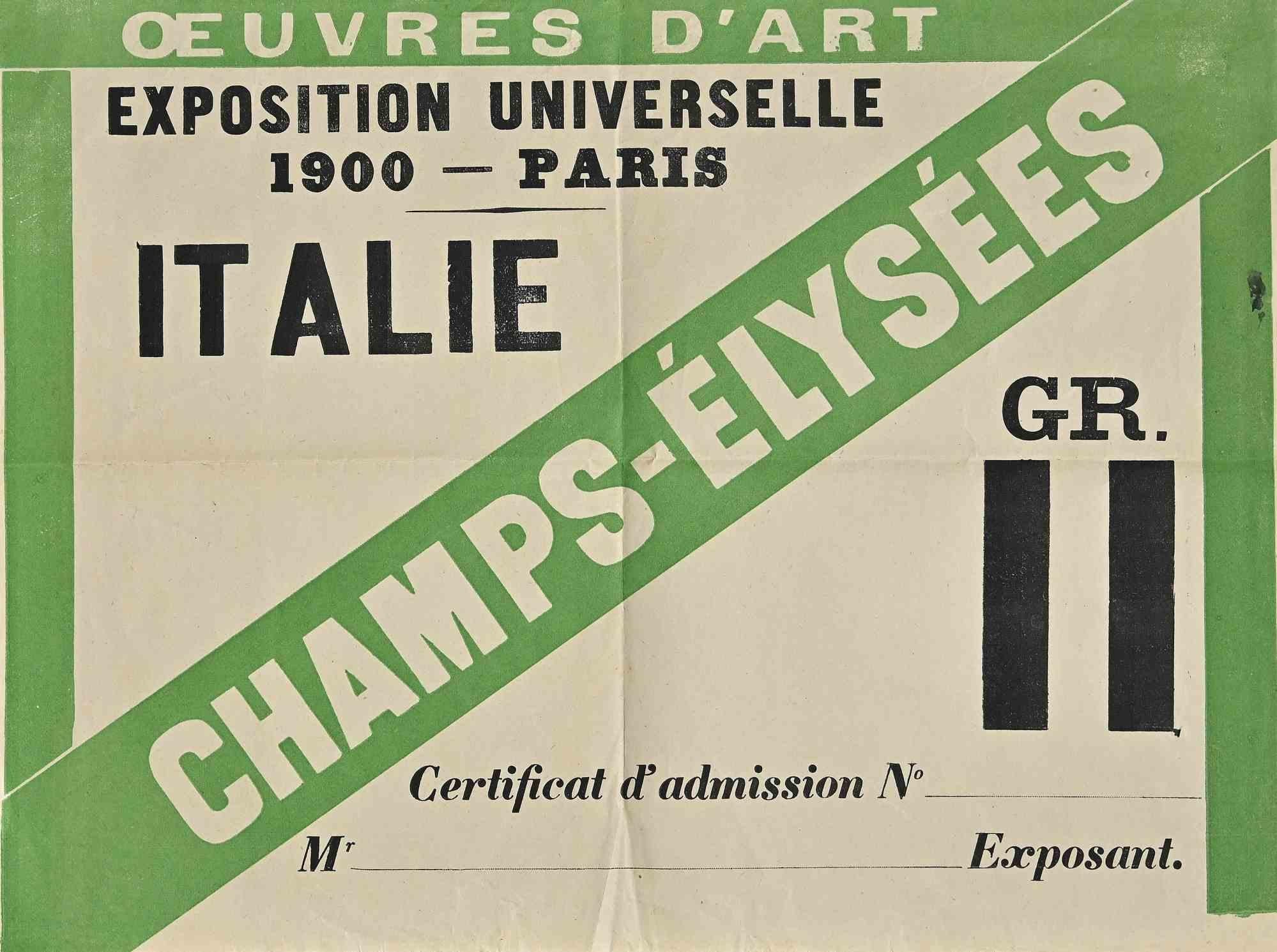 Admission to the Universal Exhibition in Paris - Original Document - 1900 - Art by Unknown
