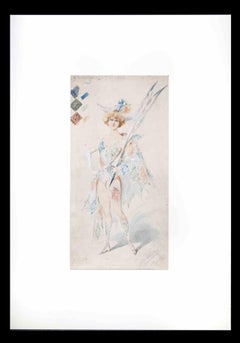 Antique Harlequin - Watercolor by Alfredo Edel - 1904