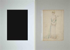 Theatrical Costume – Bleistift von Alfredo Edel – 1895