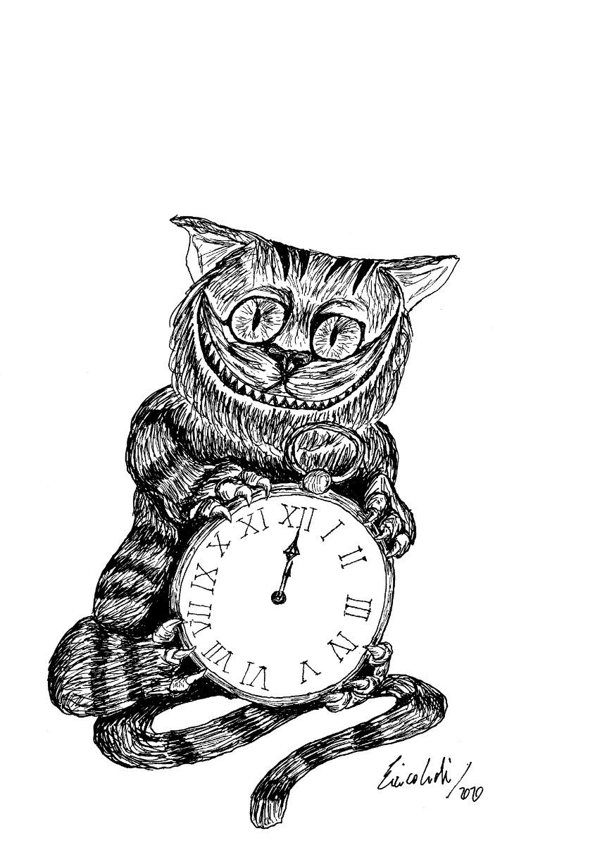 alice in wonderland cat clock