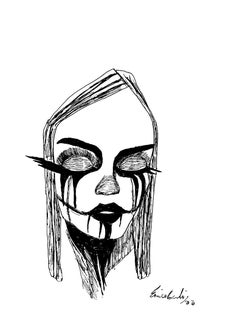 Maske des Horrors – Zeichnung von Enrico Josef Cucchi – 2020