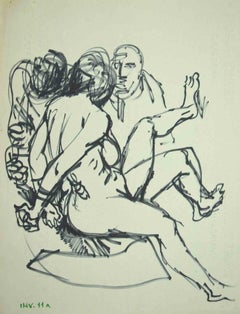 Figures - Original Drawing by Leo Guida - 1970s