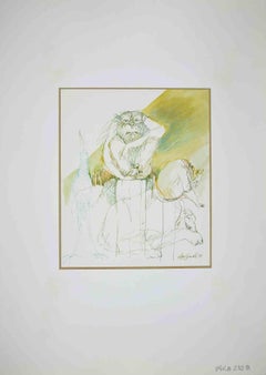 La solitude  - Drawing de Leo Guida - 1971
