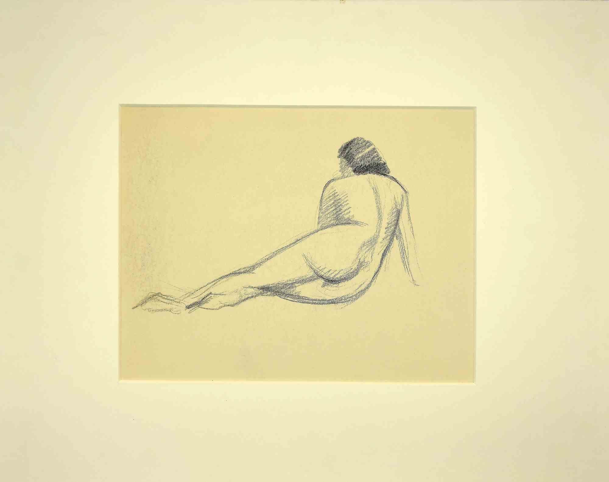Nude from the back - Original Drawing - 1950's - Art by Unknown