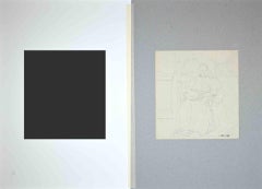 Portrait of a Lady on a Terrace - Drawing by L.E. Adan - 1930s